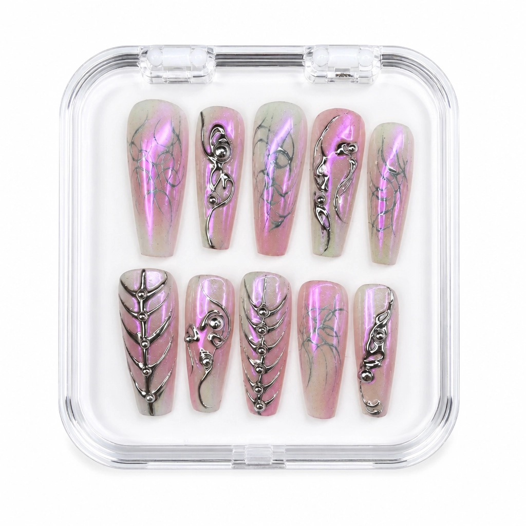Press-on Nails Wholesale $11.90 Cybernetic Chrome by Yabe Vietnam