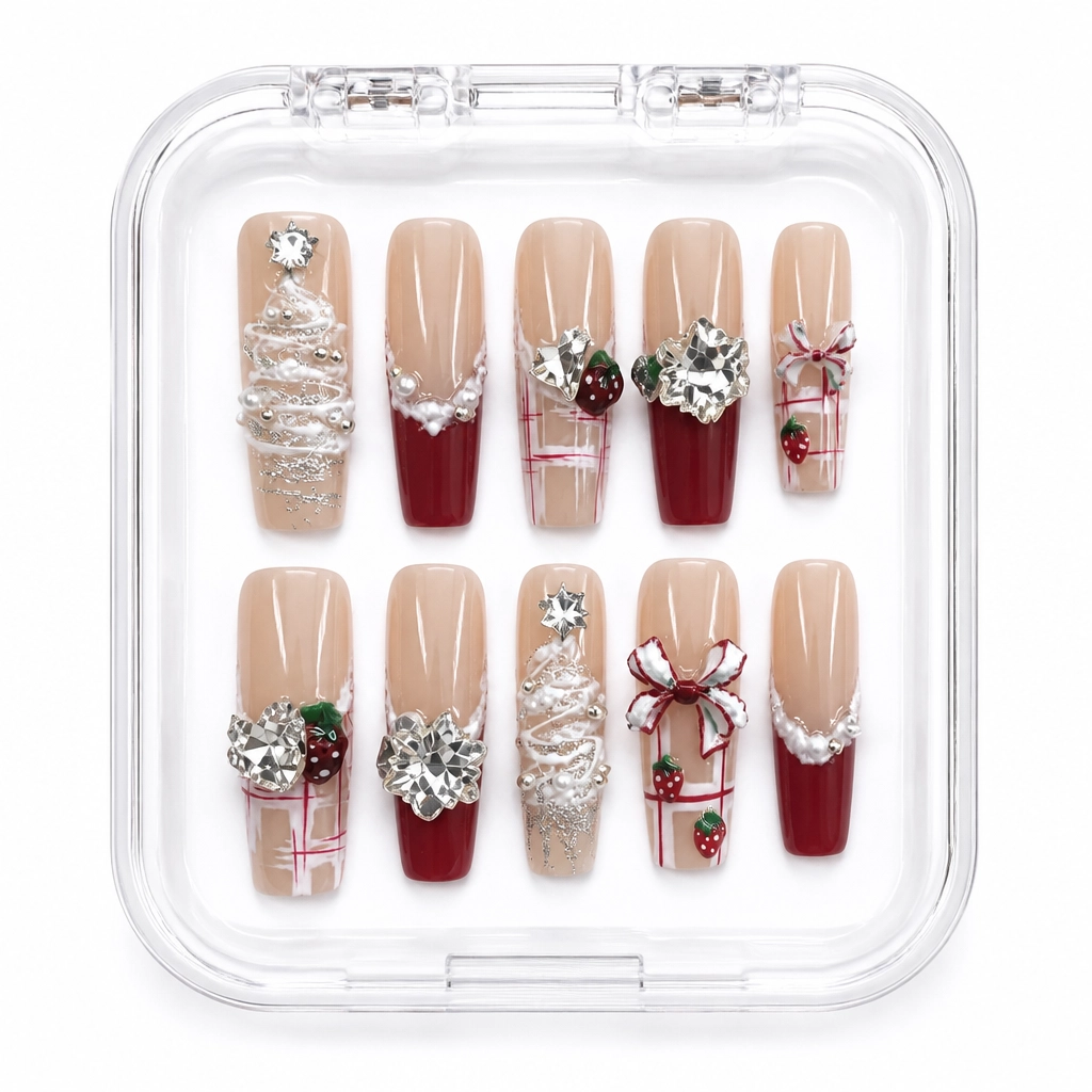 Press-on Nails Wholesale $11.90 Gilded Christmas Bliss by Yabe Vietnam