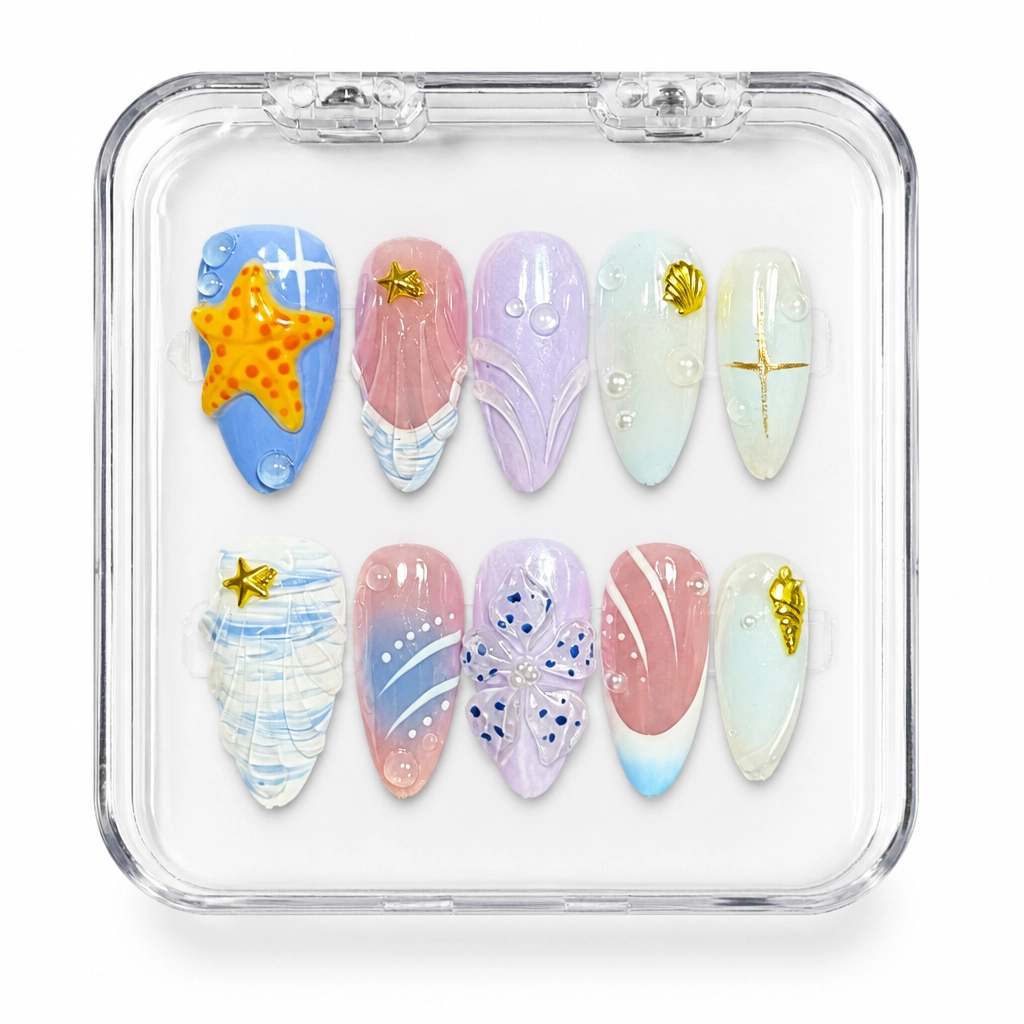 Press-on Nails Wholesale $11.90 Ocean Whispers by Yabe Vietnam