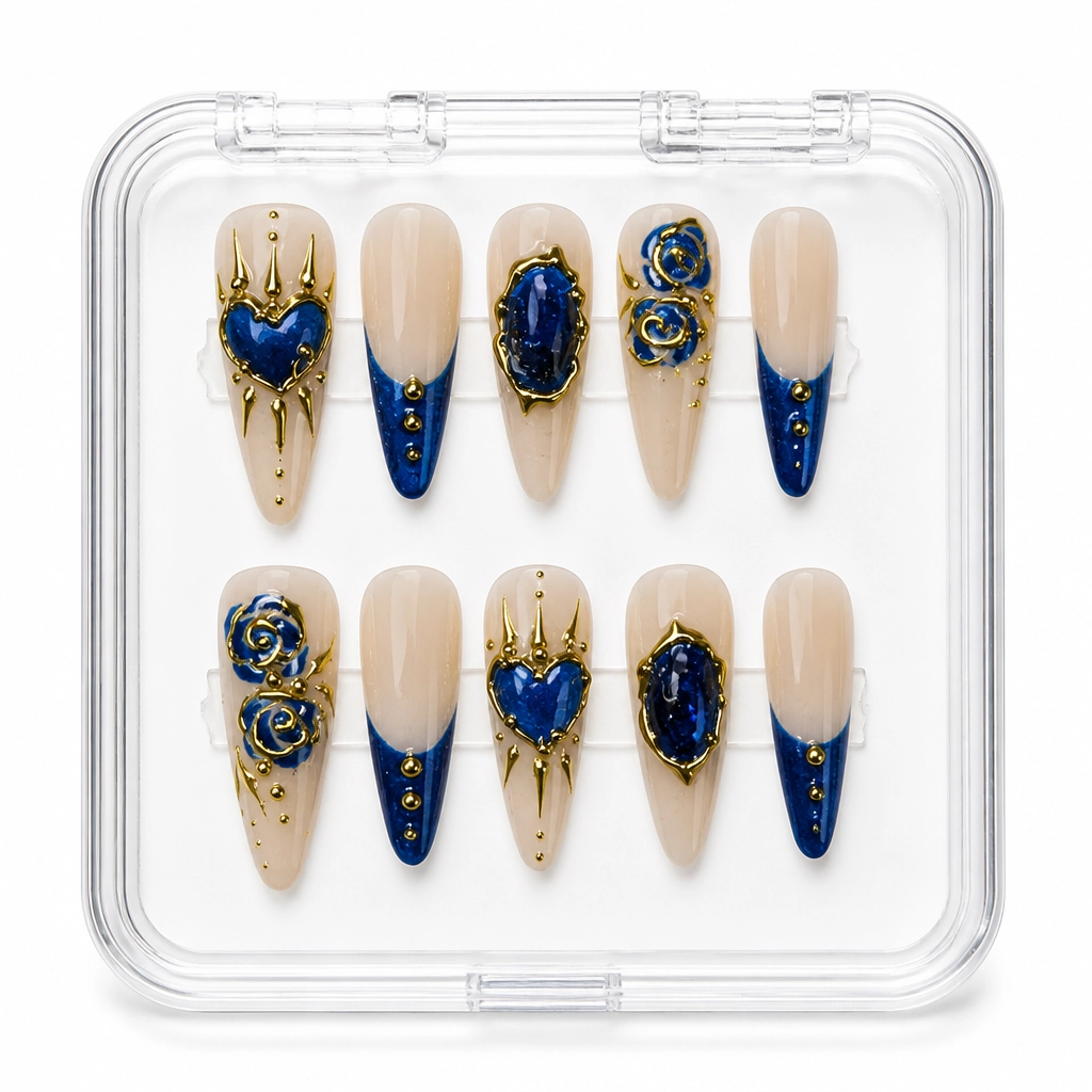 Press-on Nails Wholesale $11.90 Sapphire Royal Rose by Yabe Vietnam