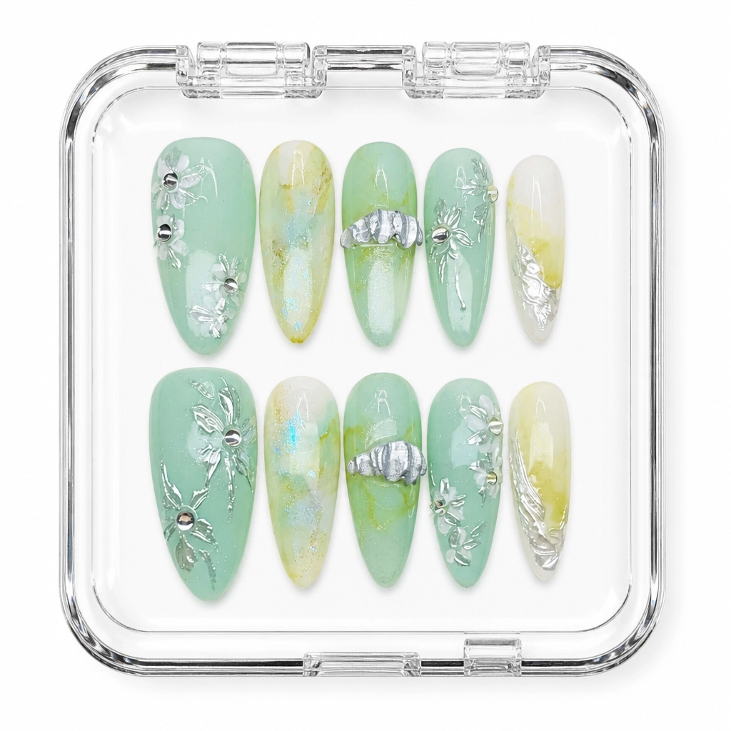 Press-on Nails Wholesale $11.90 Mint Meadow Bliss by Yabe Vietnam
