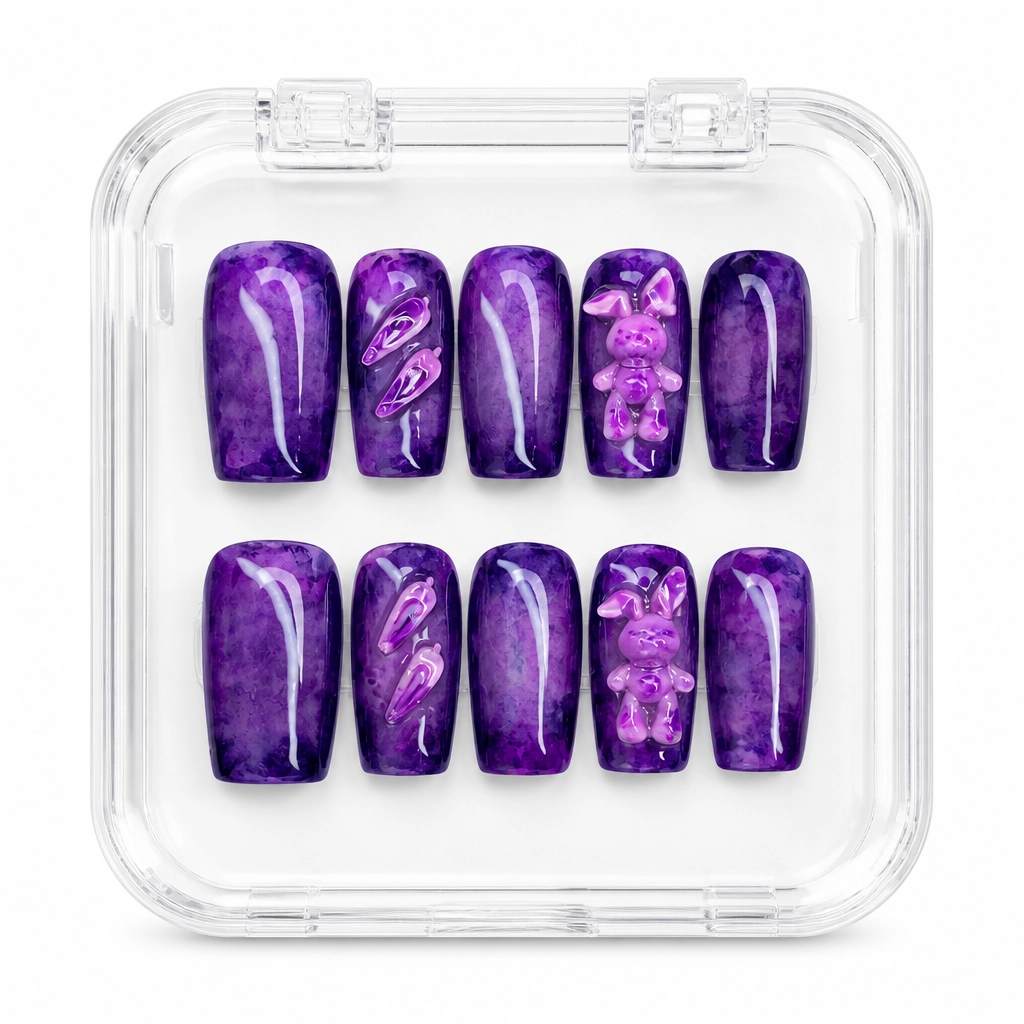 Press-on Nails Wholesale $11.90 Velvet Violet Bunny by Yabe Vietnam