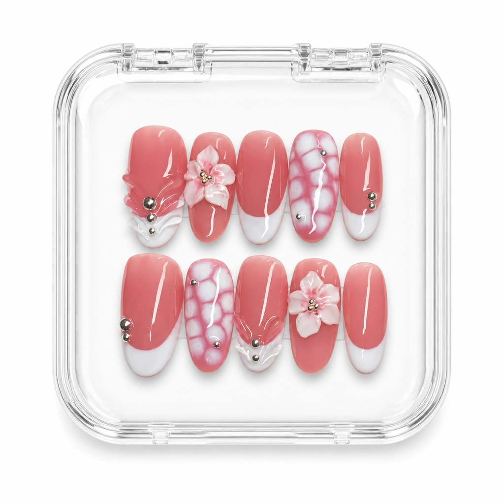 Press-on Nails Wholesale $11.90 Rose Quartz Blossom by Yabe Vietnam