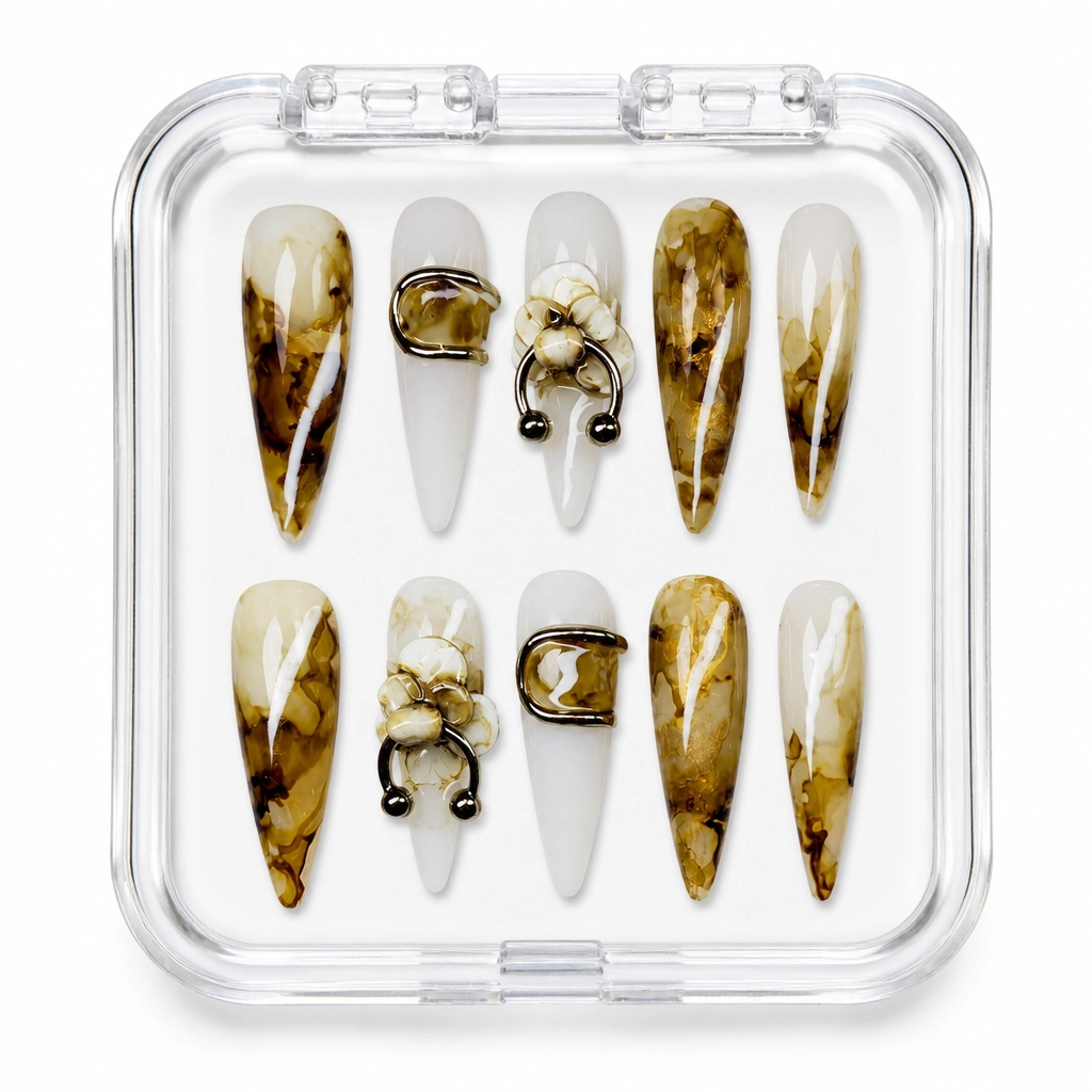Press-on Nails Wholesale $11.90 Amber Orchid Elegance by Yabe Vietnam