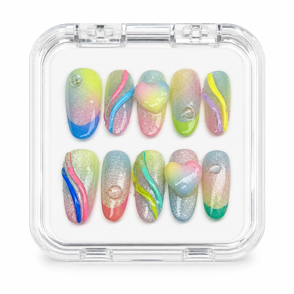 Press-on Nails Wholesale $11.90 Pastel Heart Glow by Yabe Vietnam