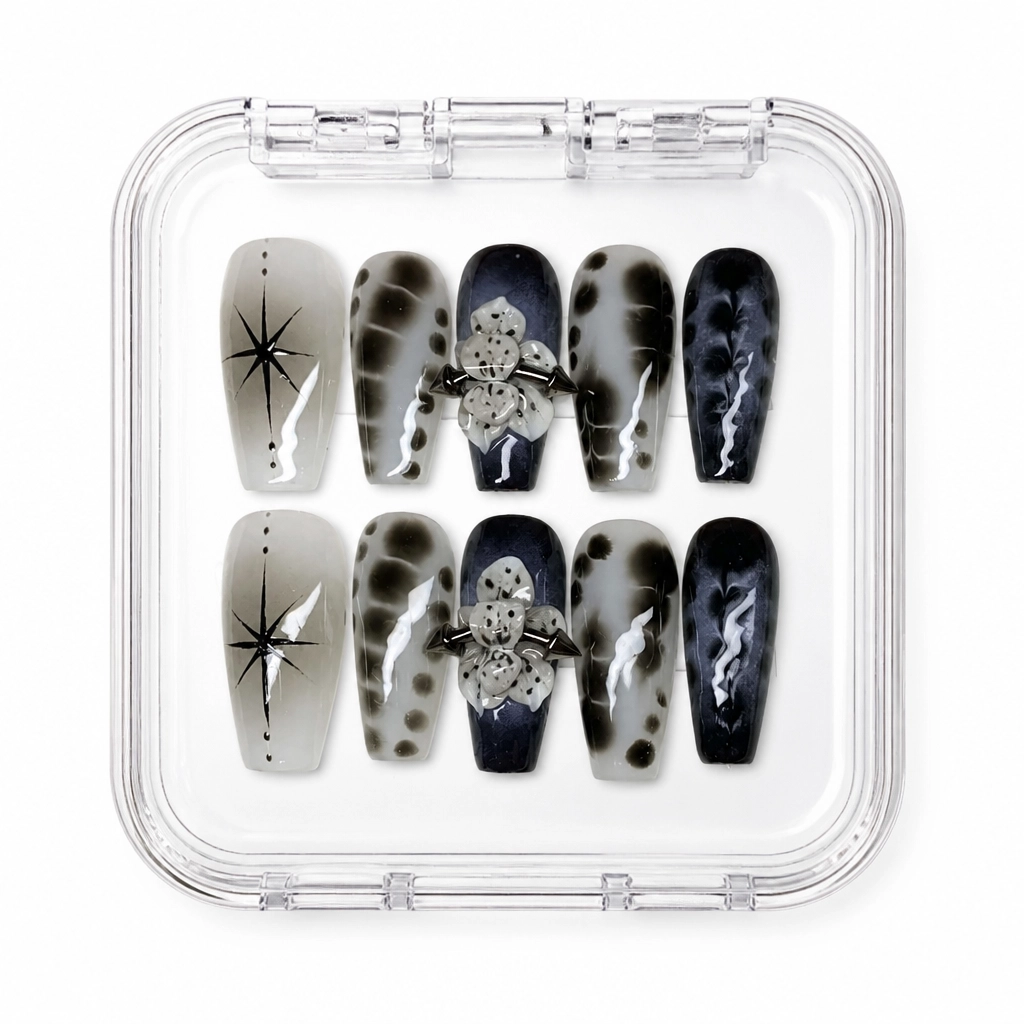 Press-on Nails Wholesale $11.90 Midnight Aura Bloom by Yabe Vietnam