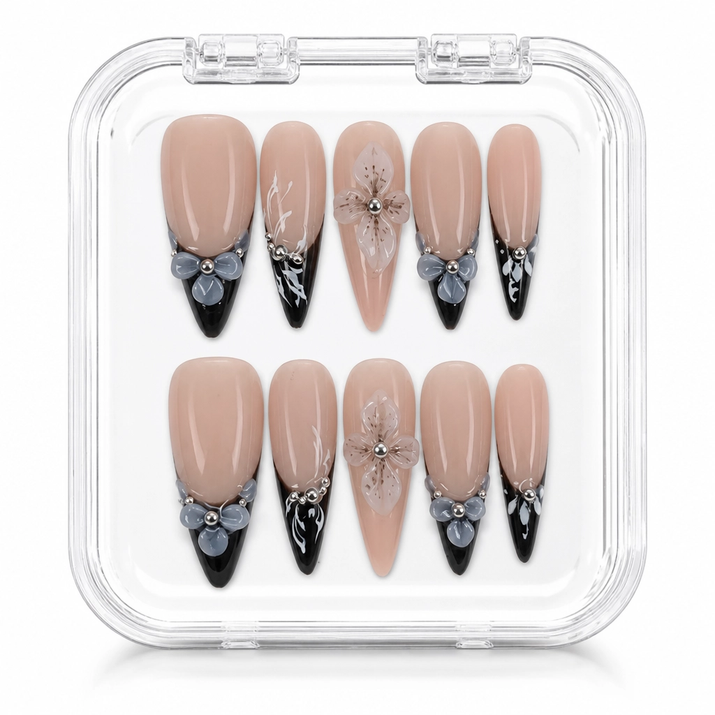 Press-on Nails Wholesale $11.90 Blossom Noir by Yabe Vietnam