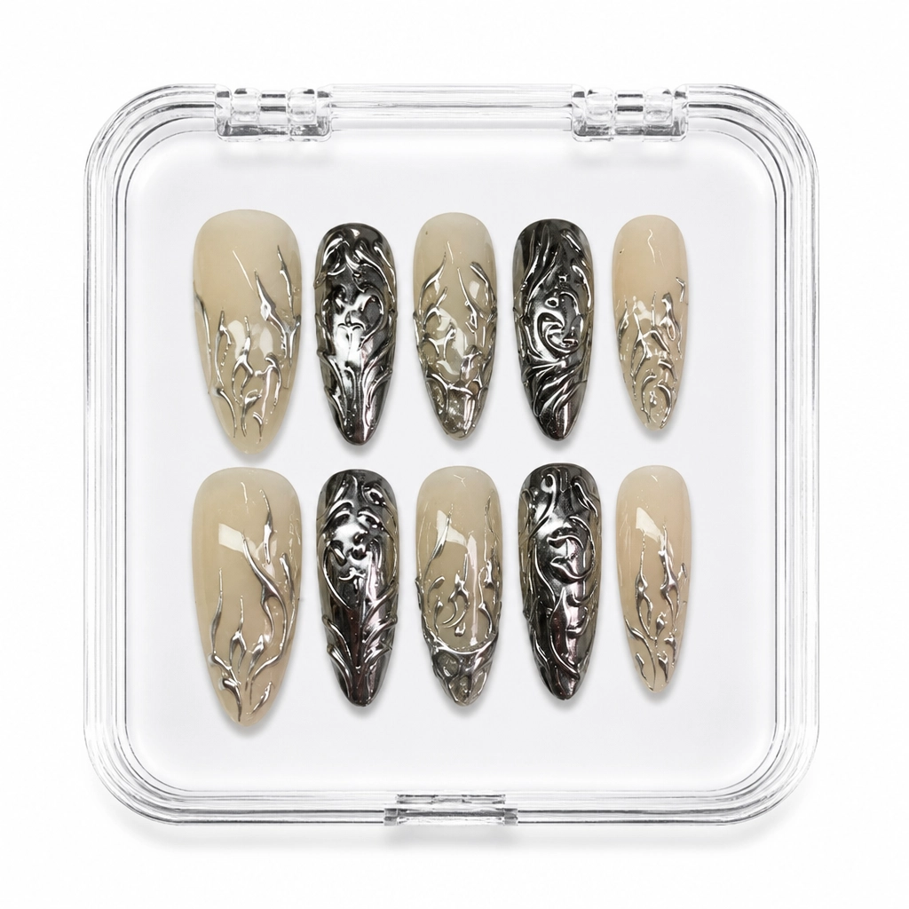 Press-on Nails Wholesale $11.90 Liquid Chrome Alchemy by Yabe Vietnam
