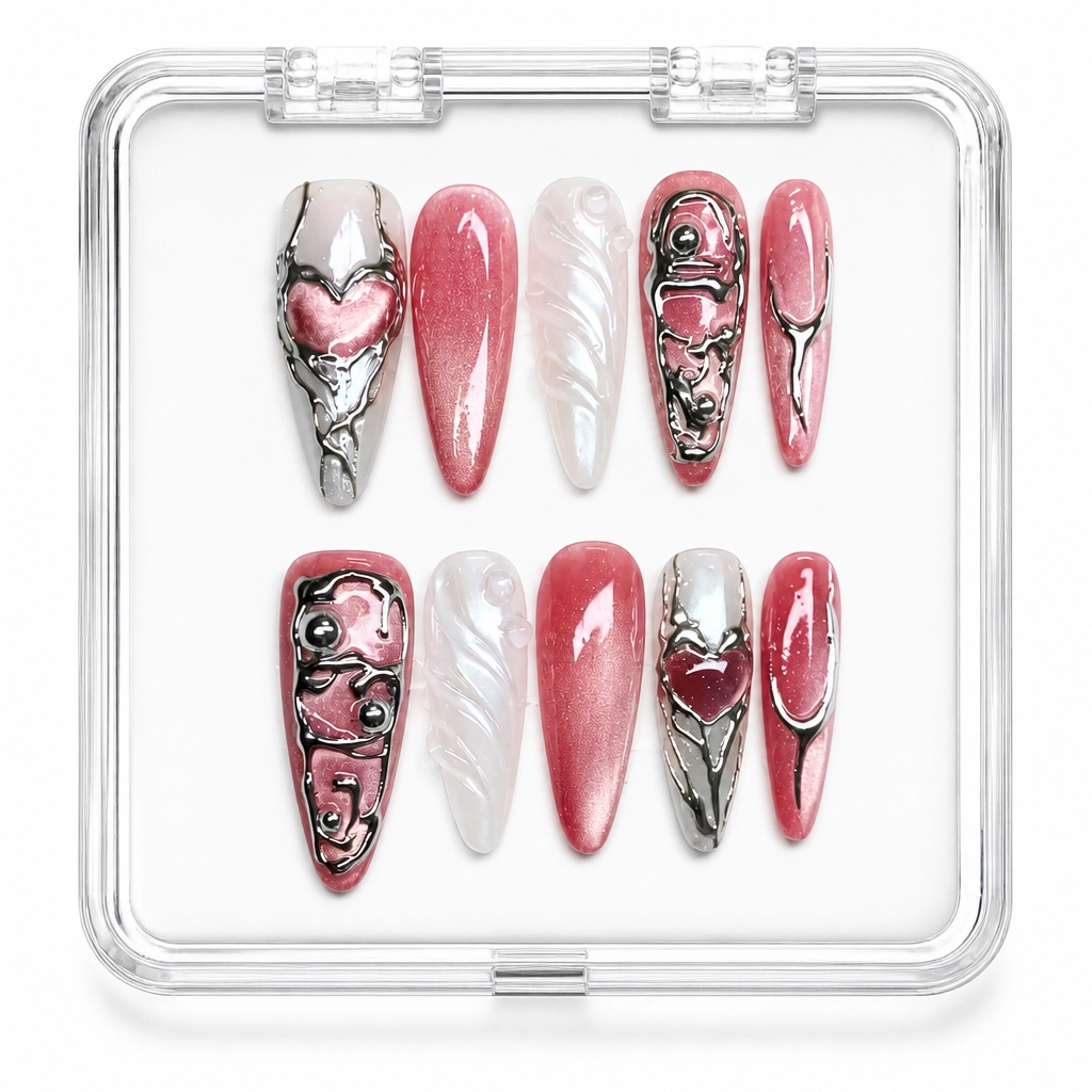 Press-on Nails Wholesale $11.90 Rose Quartz Cyber by Yabe Vietnam