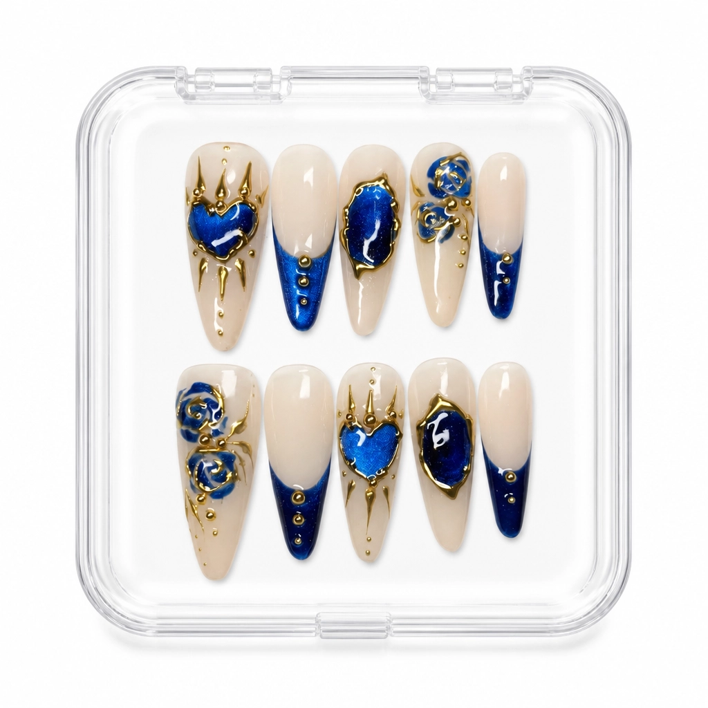 Press-on Nails Wholesale $11.90 Sapphire Baroque by Yabe Vietnam
