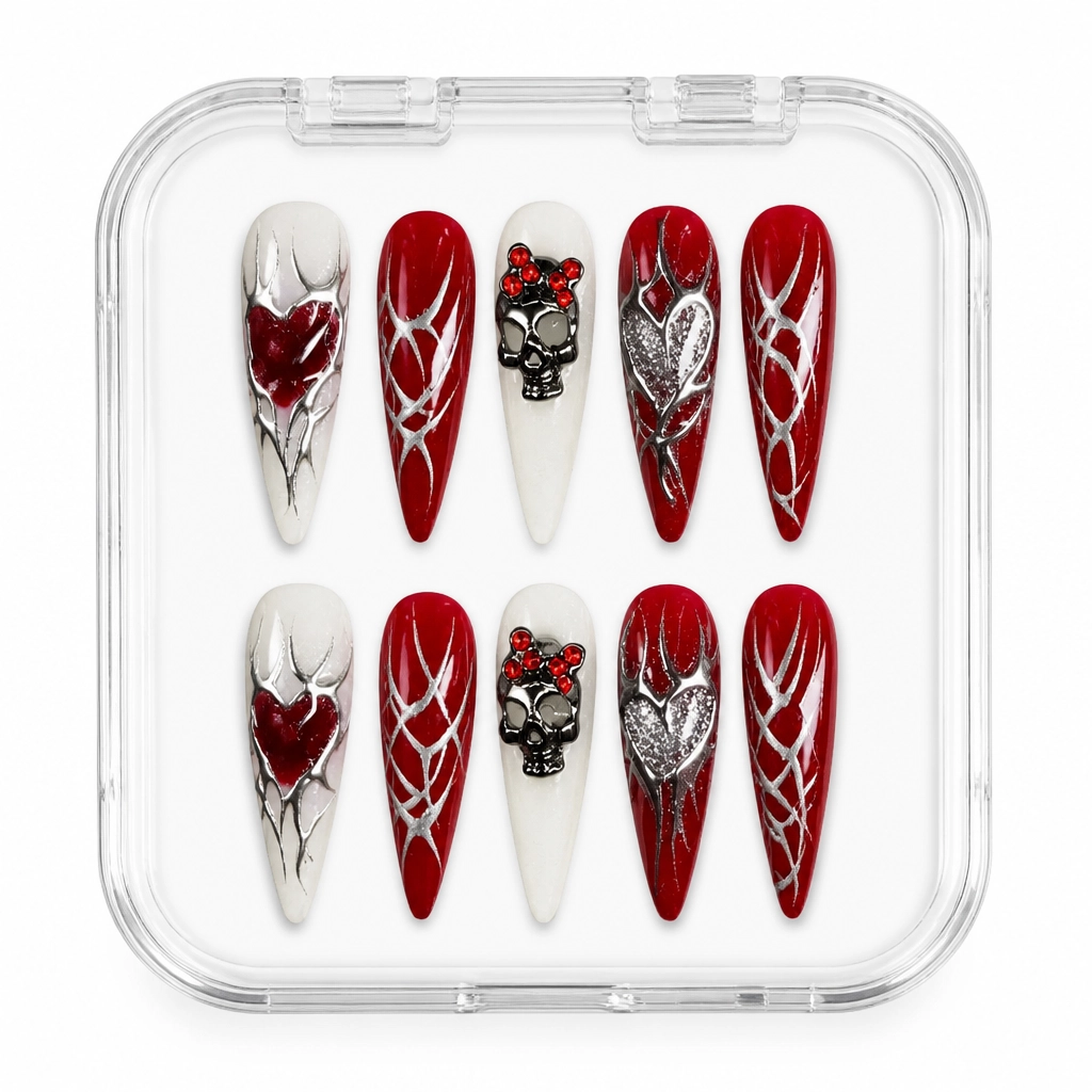 Press-on Nails Wholesale $11.90 Crimson Skull Charm by Yabe Vietnam