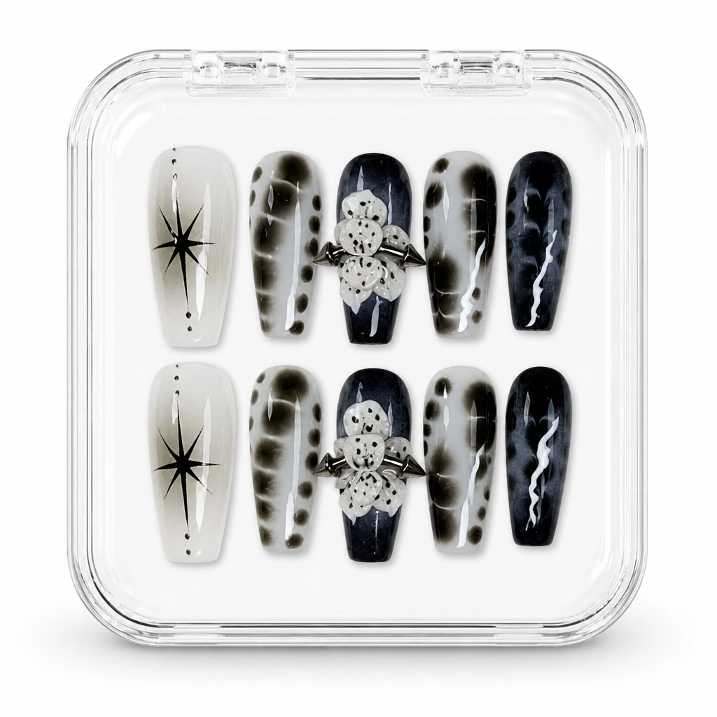 Press-on Nails Wholesale $11.90 Obsidian Bloom by Yabe Vietnam