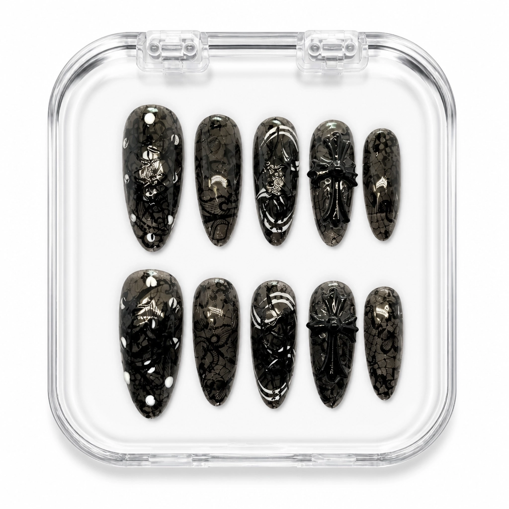 Press-on Nails Wholesale $11.90 Gothic Lace Charm by Yabe Vietnam
