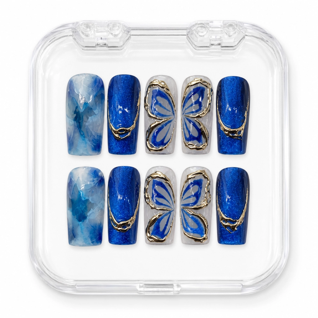 Press-on Nails Wholesale $11.90 Sapphire Wings by Yabe Vietnam