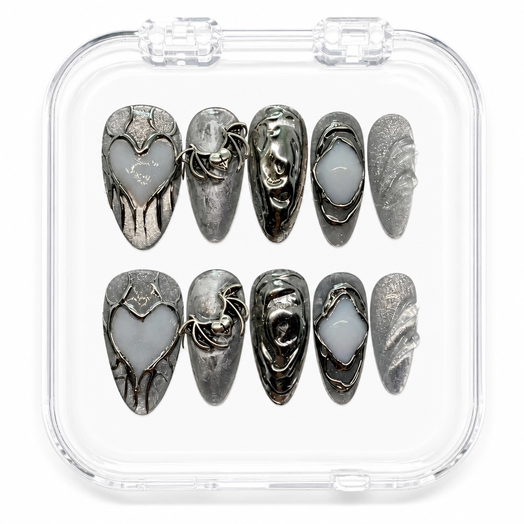 Press-on Nails Wholesale $11.90 Gothic Chrome Bat by Yabe Vietnam
