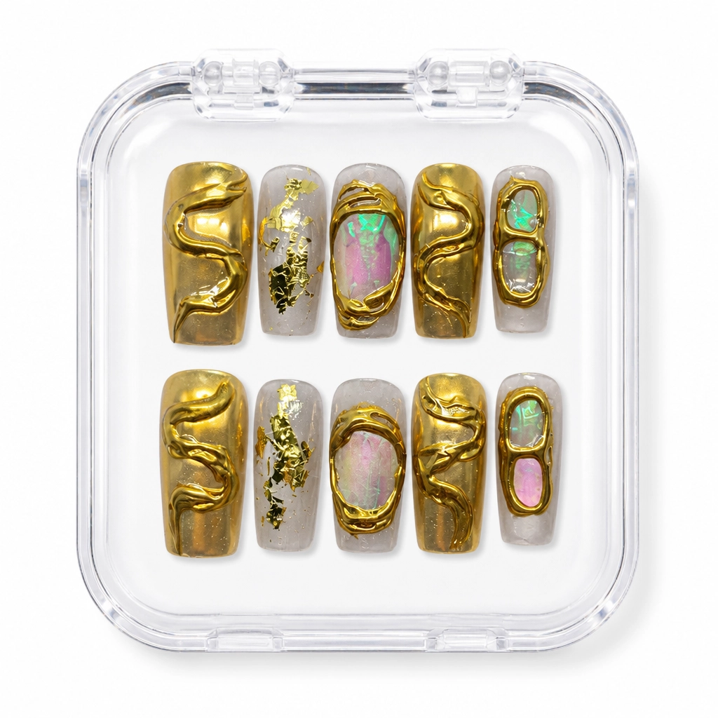 Press-on Nails Wholesale $11.90 Golden Aura by Yabe Vietnam