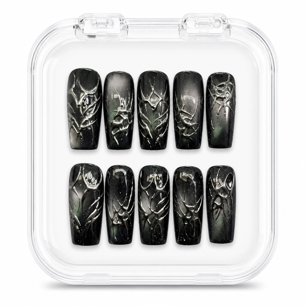 Press-on Nails Wholesale $11.90 Onyx Liquid Metal by Yabe Vietnam