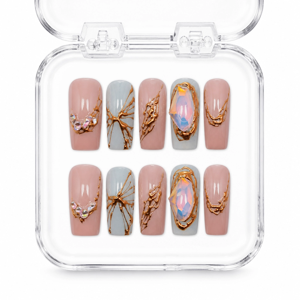 Press-on Nails Wholesale $11.90 Ethereal Gilded Gems by Yabe Vietnam