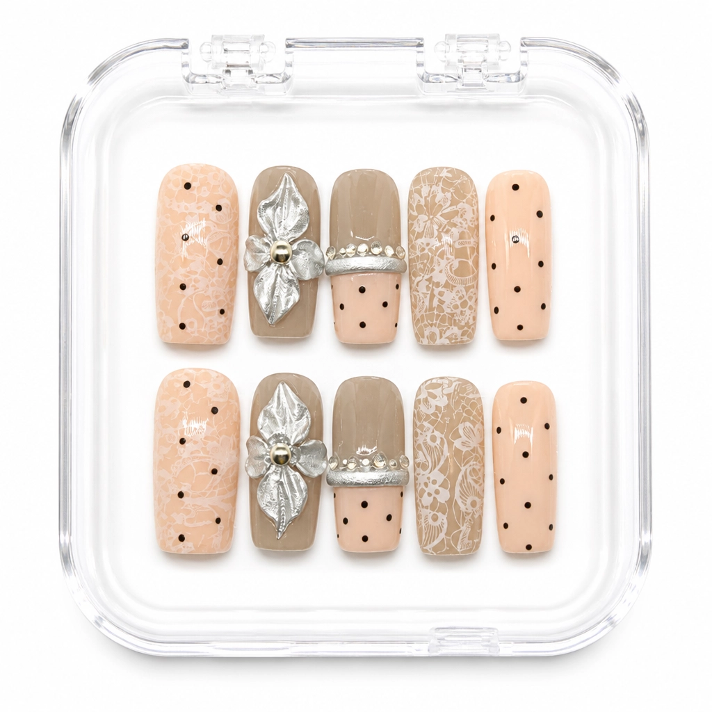 Press-on Nails Wholesale $11.90 Lace Bow Glam by Yabe Vietnam