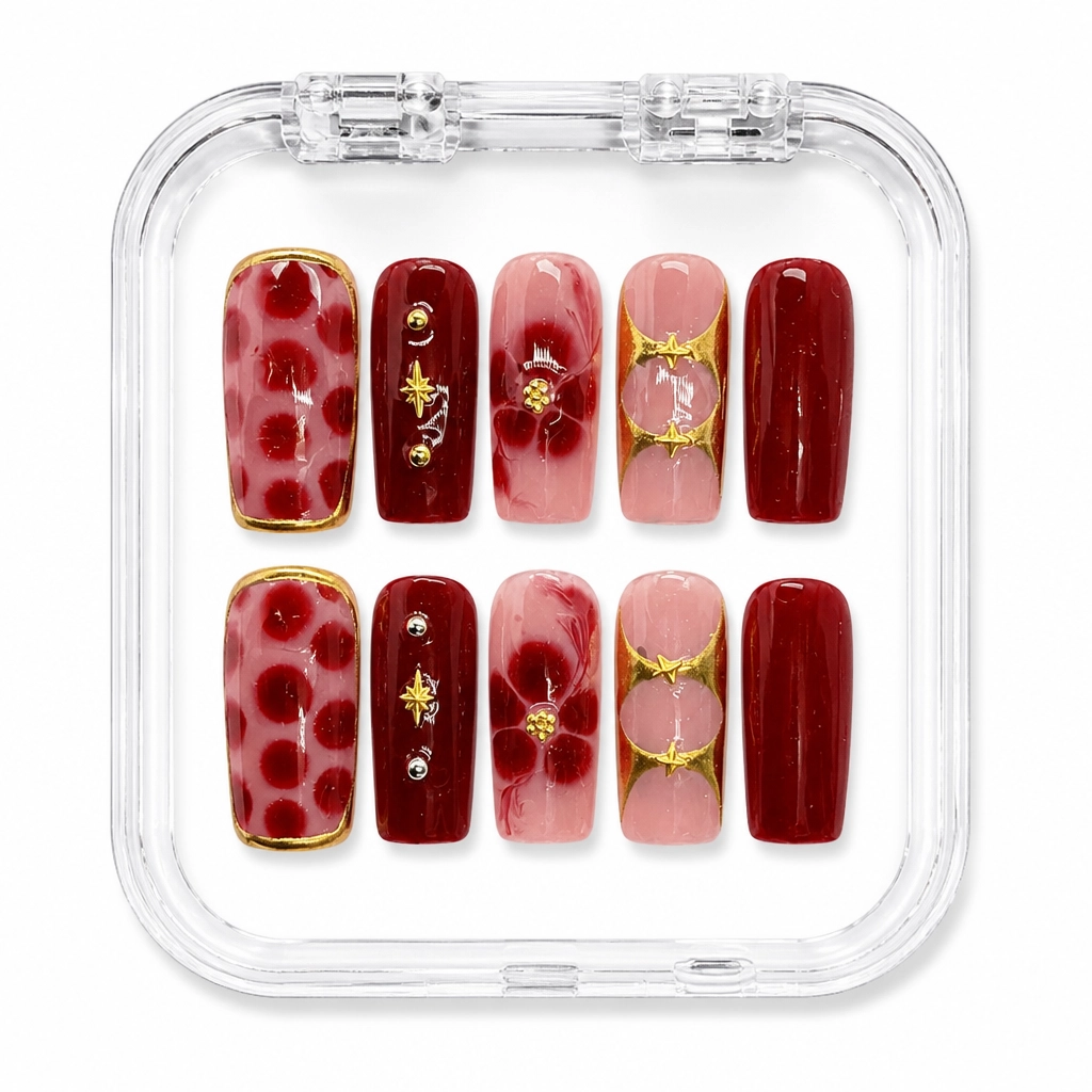 Press-on Nails Wholesale $11.90 Crimson Royal Romance by Yabe Vietnam
