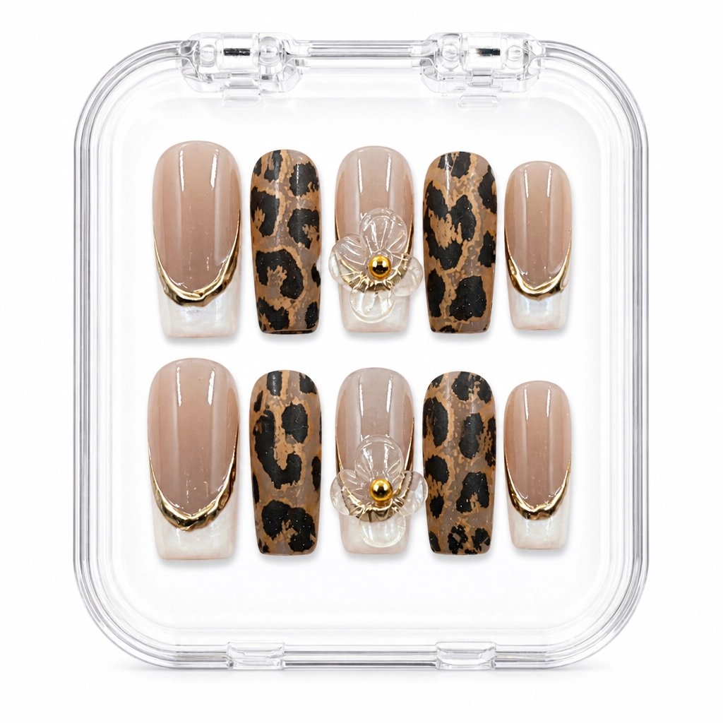 Press-on Nails Wholesale $11.90 Gilded Leopard Flora by Yabe Vietnam