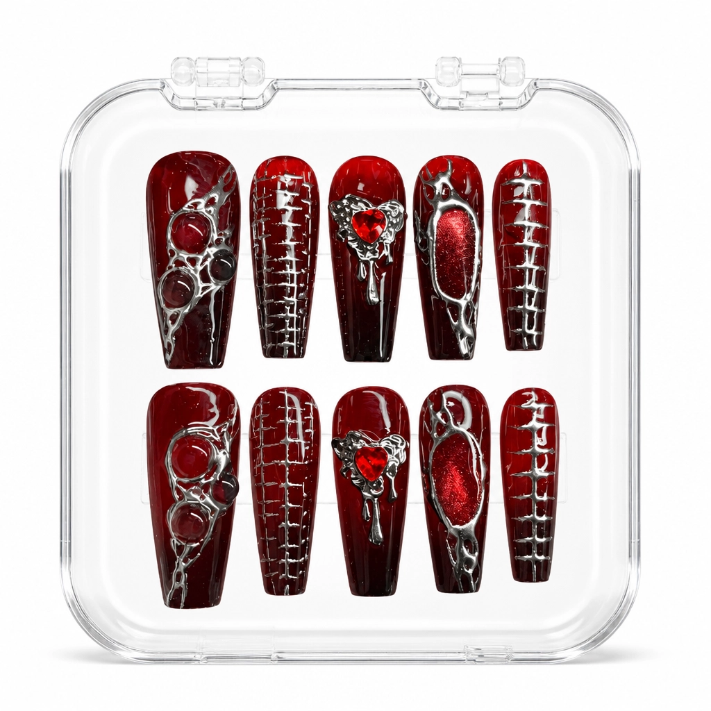 Press-on Nails Wholesale $11.90 Crimson Elegance by Yabe Vietnam