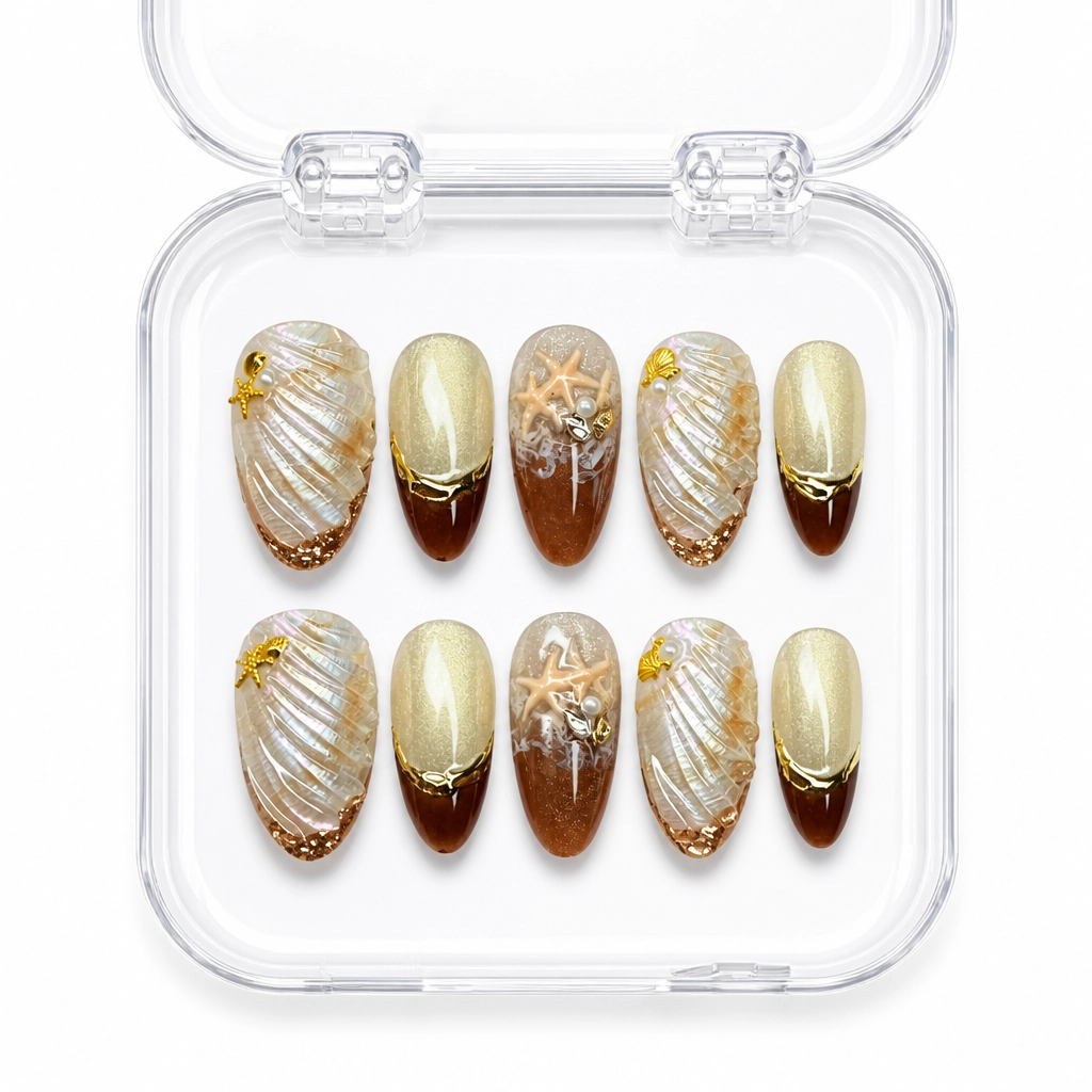 Press-on Nails Wholesale $11.90 Golden Ocean Breeze by Yabe Vietnam