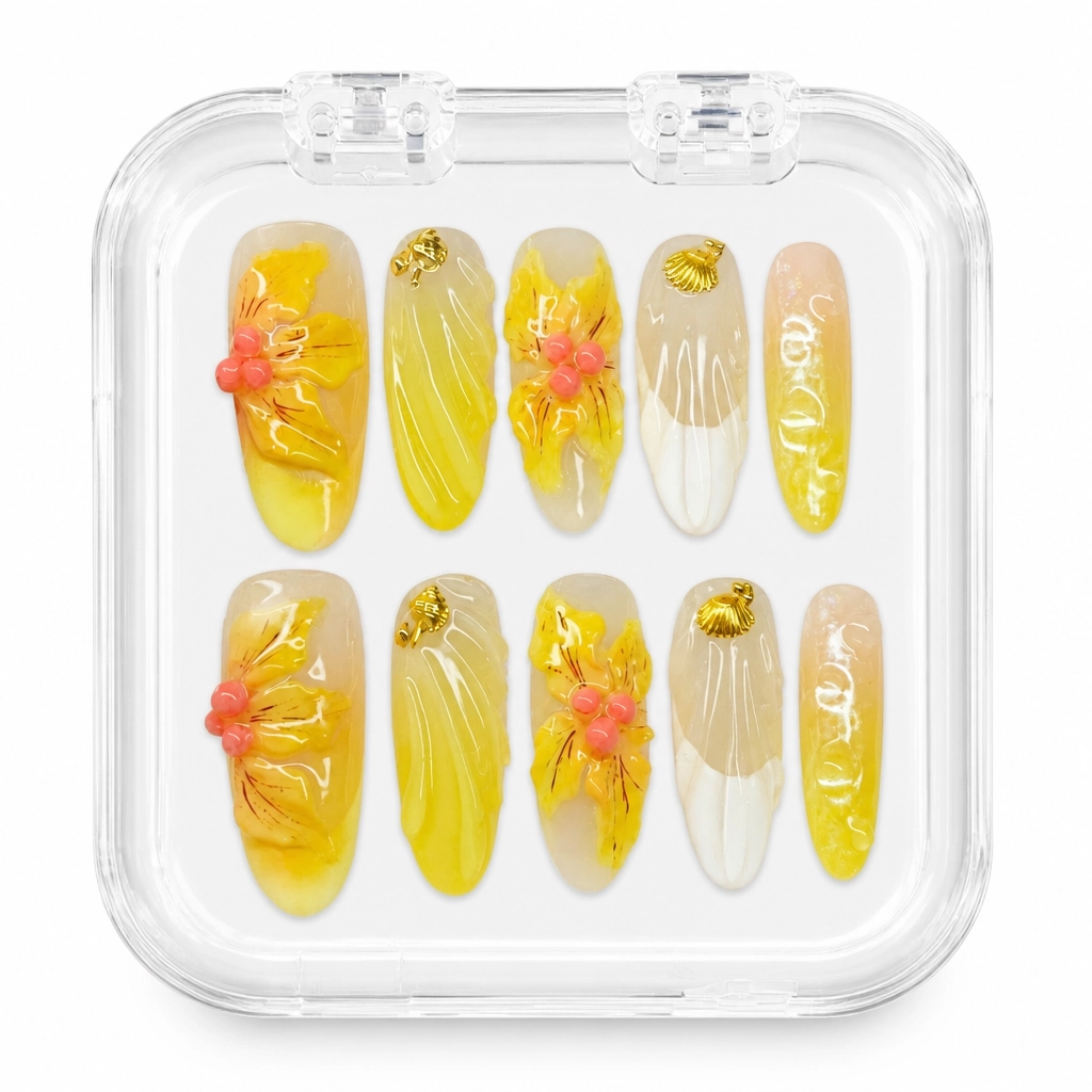Press-on Nails Wholesale $11.90 Golden Bloom by Yabe Vietnam