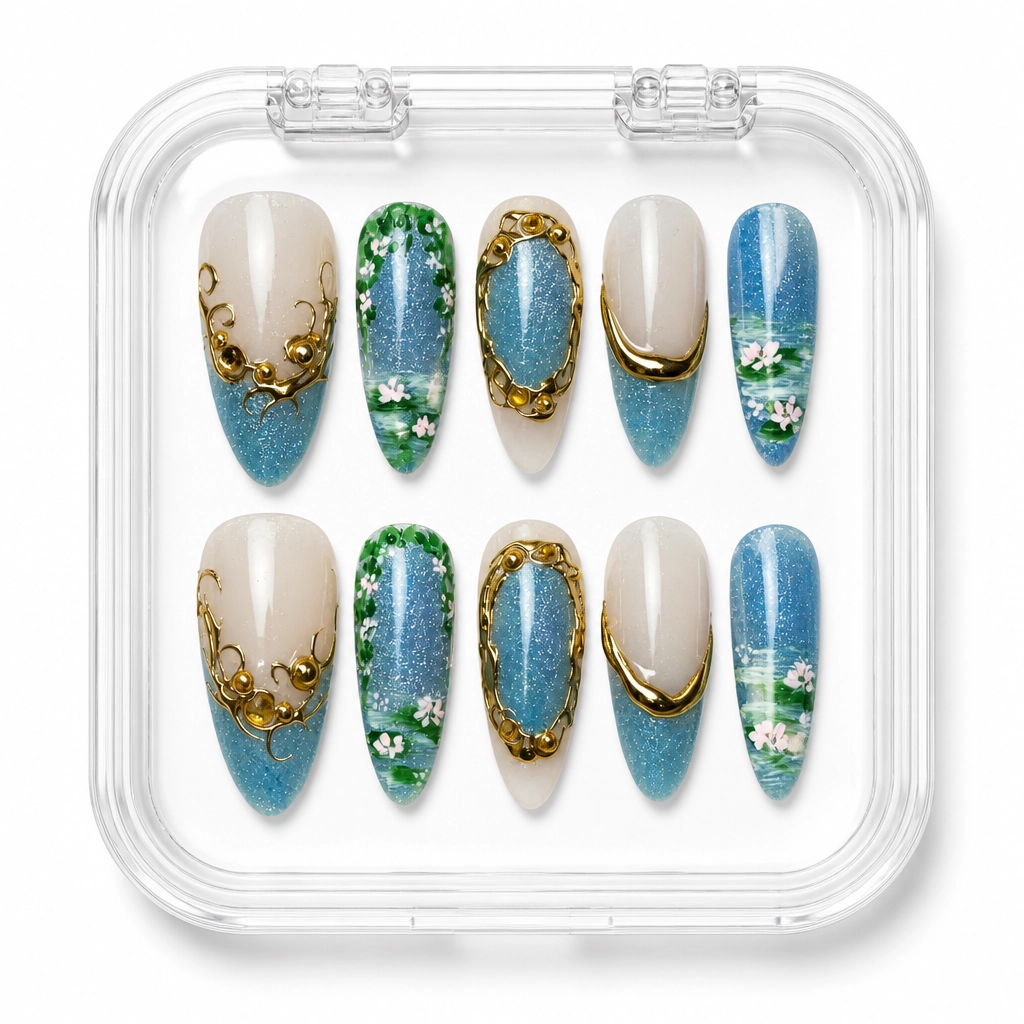 Press-on Nails Wholesale $11.90 Water Lily Dream by Yabe Vietnam