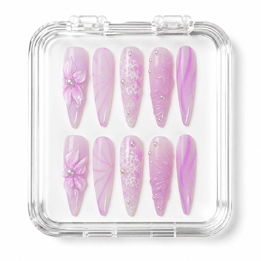 Press-on Nails Wholesale $11.90 Orchid Lace Dream by Yabe Vietnam