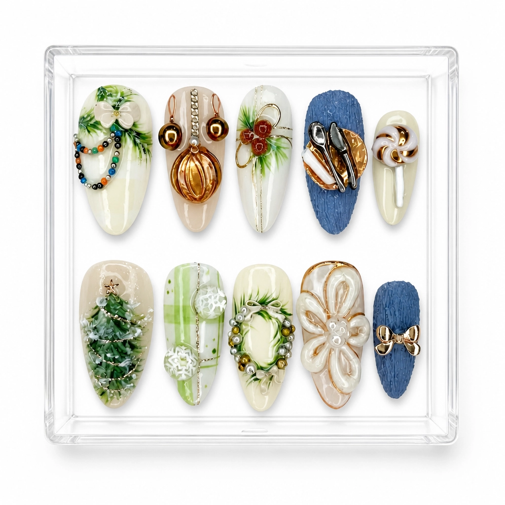 Press-on Nails Wholesale $14.90 Christmas Charm by Yabe Vietnam