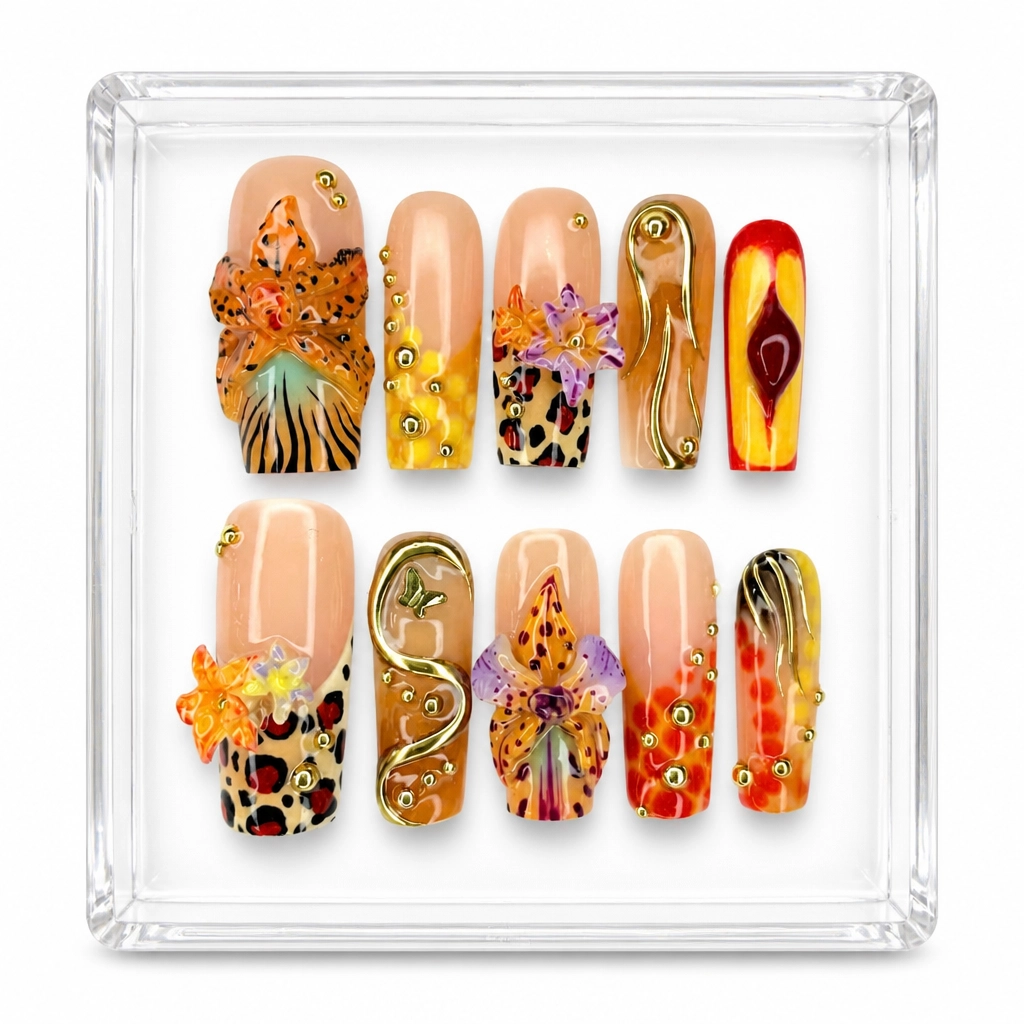 Press-on Nails Wholesale $14.90 Leopard Lily by Yabe Vietnam