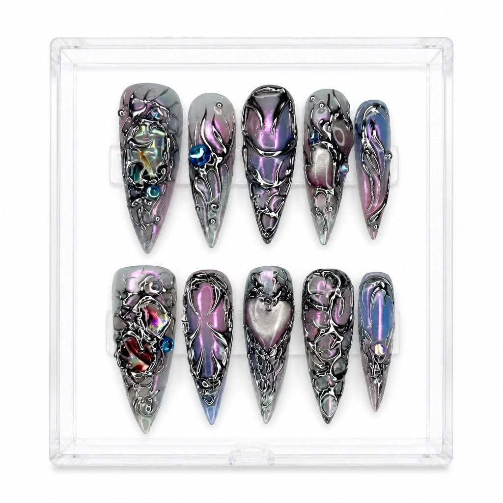 Press-on Nails Wholesale $14.90 Iridescent Armor by Yabe Vietnam