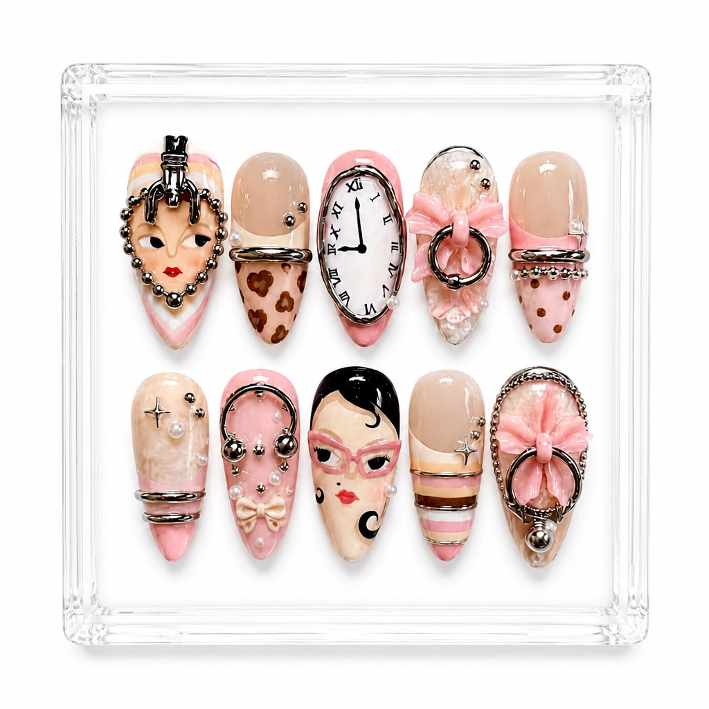 Press-on Nails Wholesale $14.90 Clockwork Pink by Yabe Vietnam
