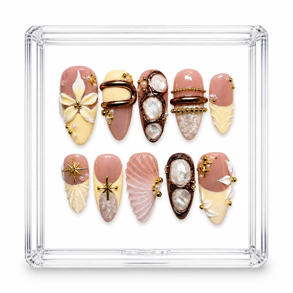 Press-on Nails Wholesale $14.90 Seashell Glamour by Yabe Vietnam