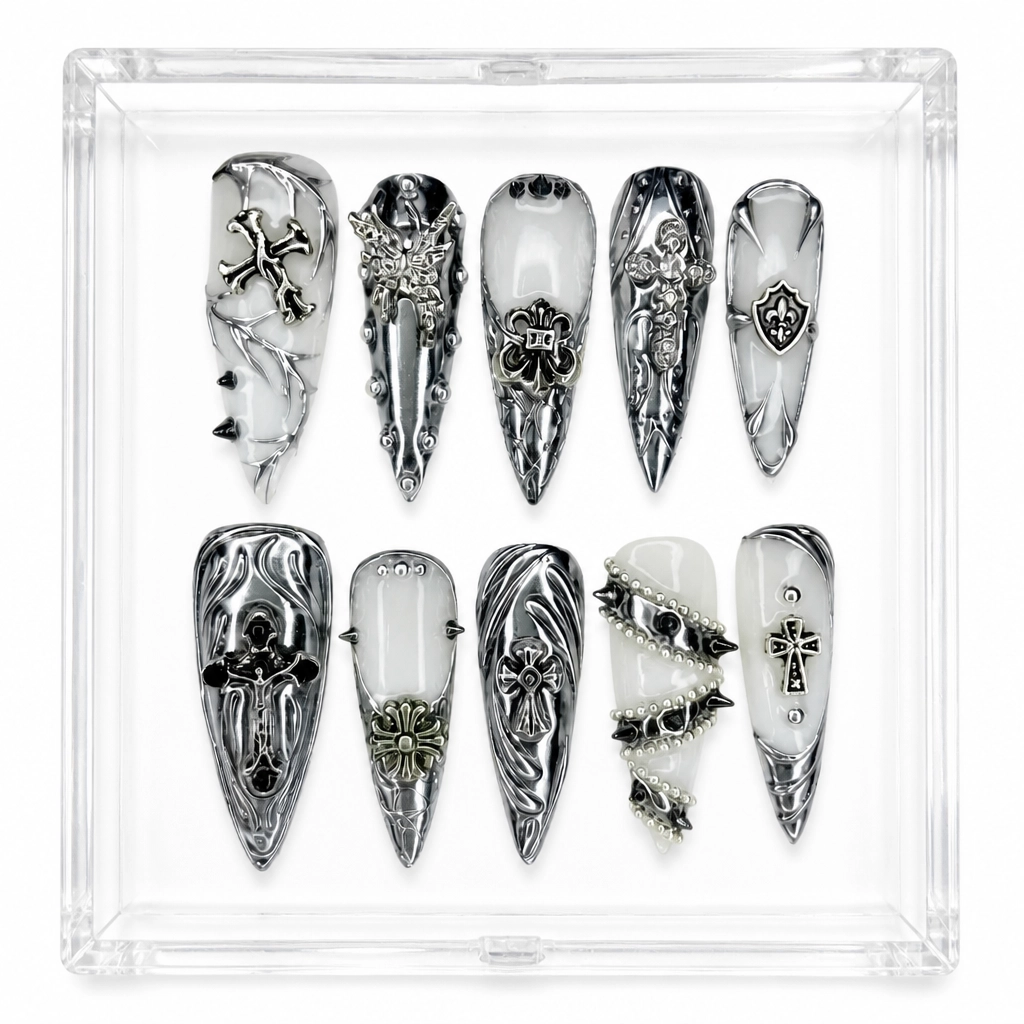 Press-on Nails Wholesale $14.90 Chrome Cross by Yabe Vietnam