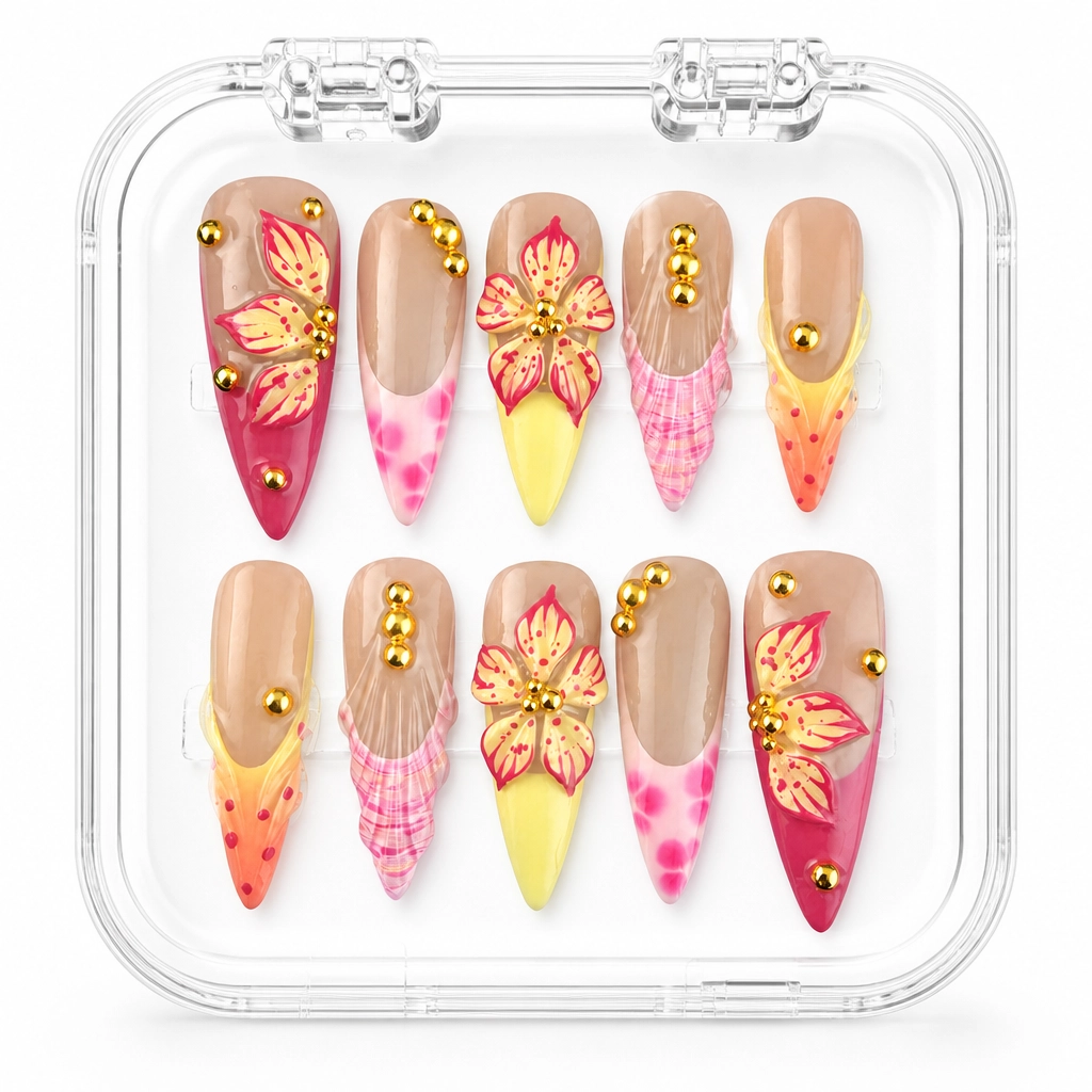 Press-on Nails Wholesale $14.90 Floral Stiletto Bliss by Yabe Vietnam