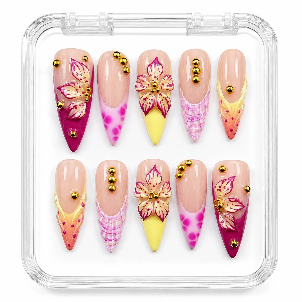 Press-on Nails Wholesale $14.90 Magenta Bloom by Yabe Vietnam