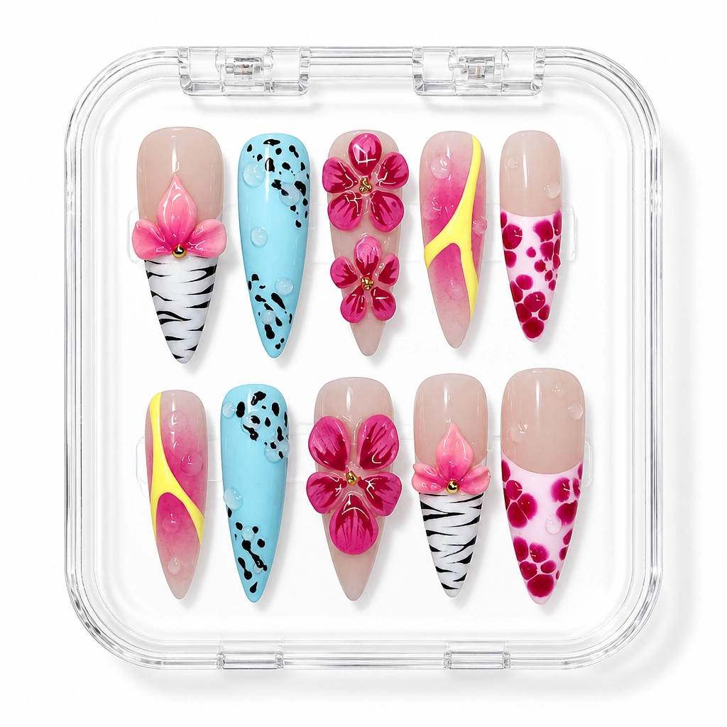 Press-on Nails Wholesale $14.90 Pop Art Bloom by Yabe Vietnam