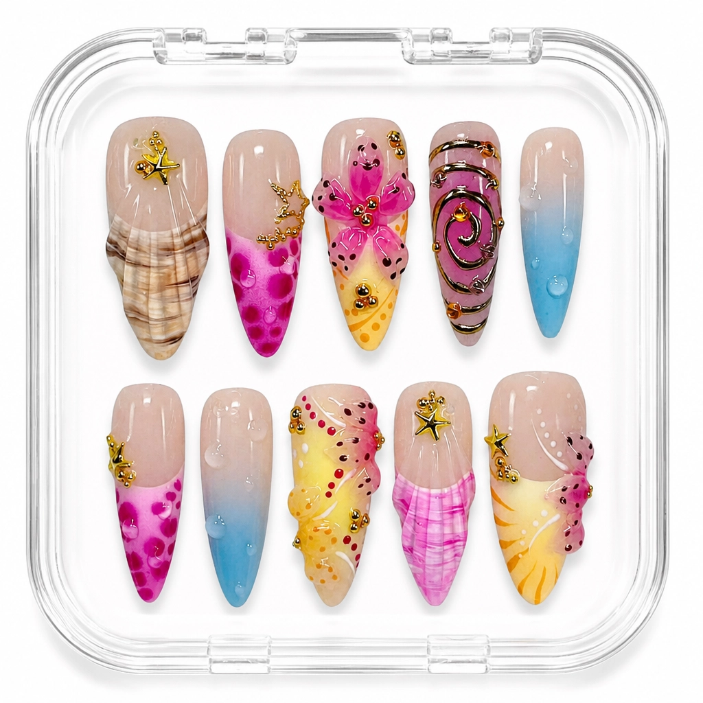 Press-on Nails Wholesale $14.90 Seaside Bloom by Yabe Vietnam