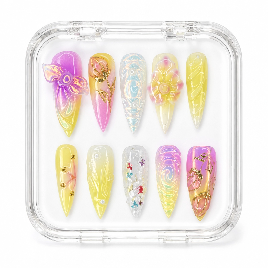 Press-on Nails Wholesale $14.90 Neon Bloom by Yabe Vietnam