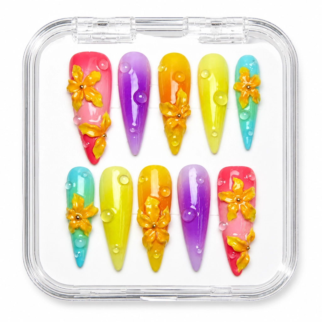 Press-on Nails Wholesale $14.90 Prismatic Bloom by Yabe Vietnam