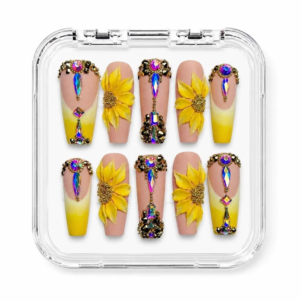 Press-on Nails Wholesale $14.90 Sunflower Glam by Yabe Vietnam