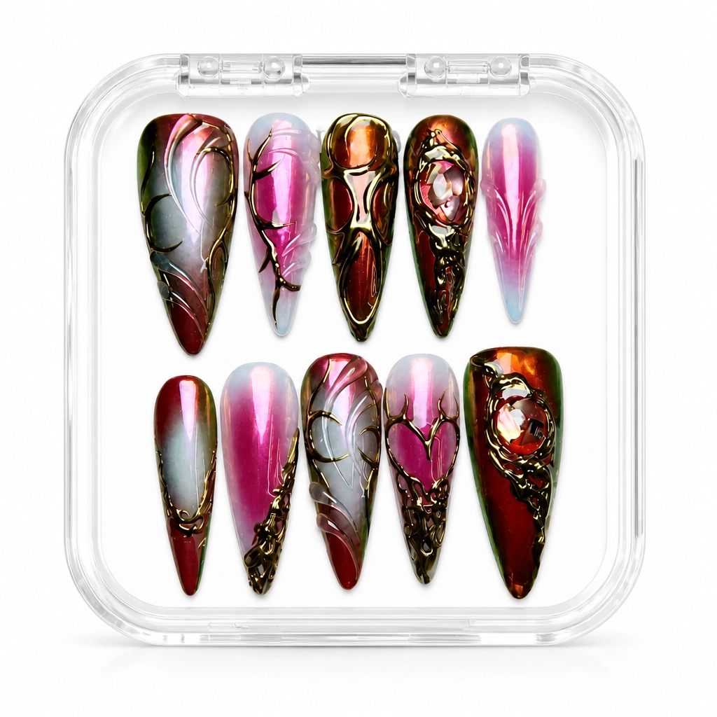 Press-on Nails Wholesale $14.90 Crimson Alchemy by Yabe Vietnam