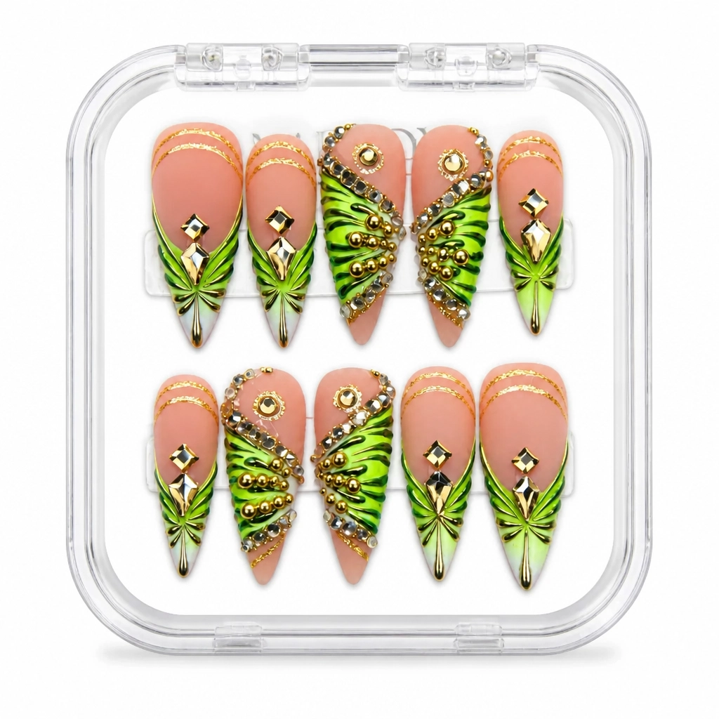 Press-on Nails Wholesale $14.90 Golden Leaf Luxe by Yabe Vietnam