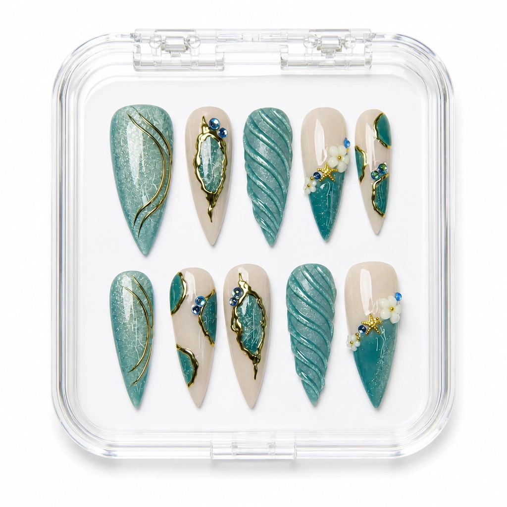 Press-on Nails Wholesale $14.90 Ivory Emerald Luxe by Yabe Vietnam