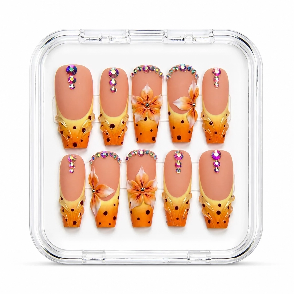 Press-on Nails Wholesale $14.90 Sunset Blossom by Yabe Vietnam