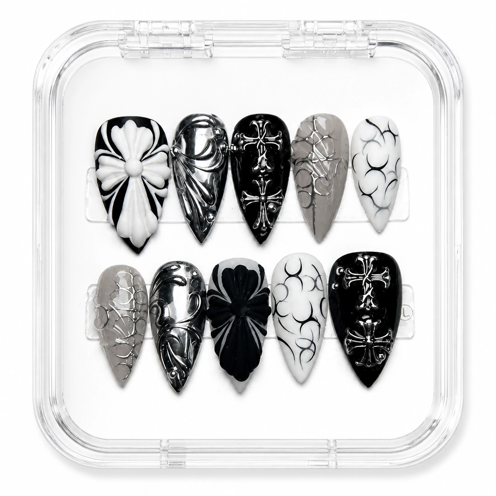 Press-on Nails Wholesale $14.90 Botanical Monochrome by Yabe Vietnam