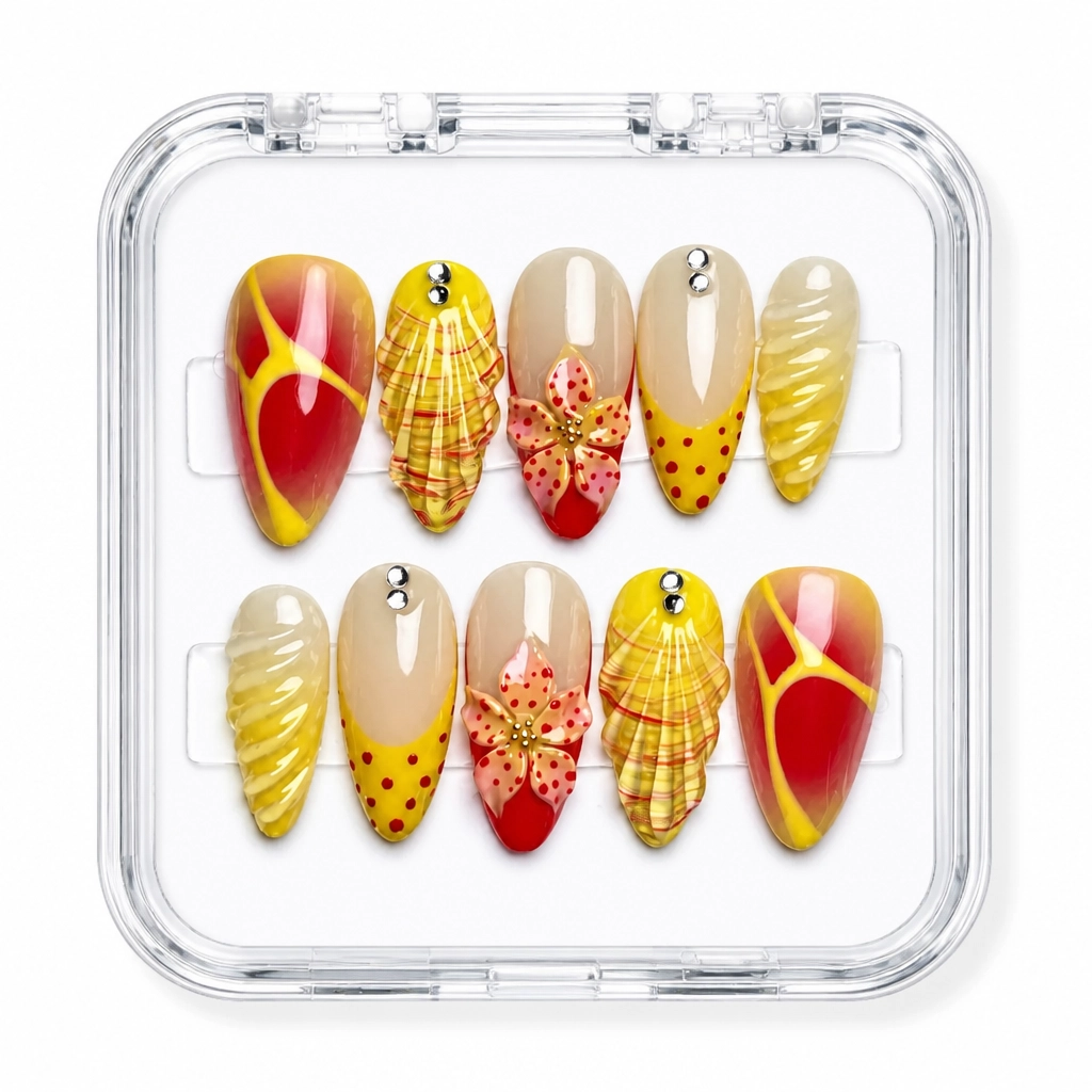 Press-on Nails Wholesale $14.90 Golden Sunset Elegance by Yabe Vietnam
