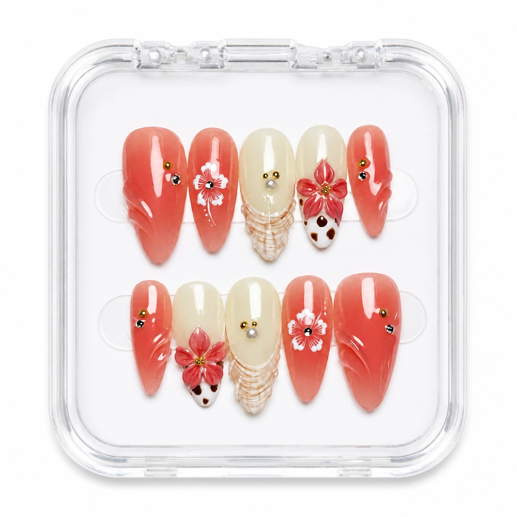 Press-on Nails Wholesale $14.90 Crimson Blossom by Yabe Vietnam